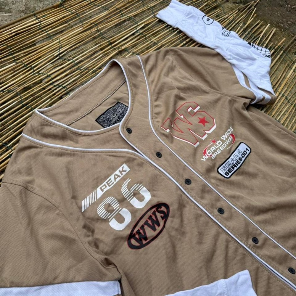 Brooklyn Cloth Worldwide Speedway Baseball Jersey Shirt Men's Large Long Sleeve - Picture 7 of 8
